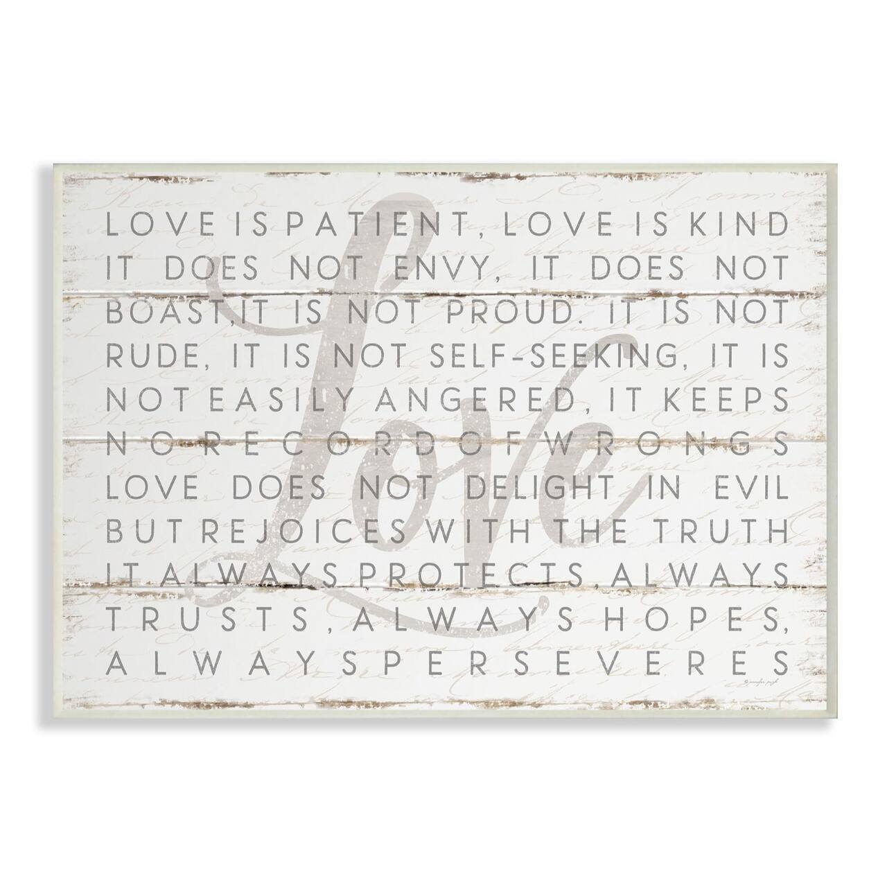 Stupell Industries Love Is Patient Gray on White Wall Plaque